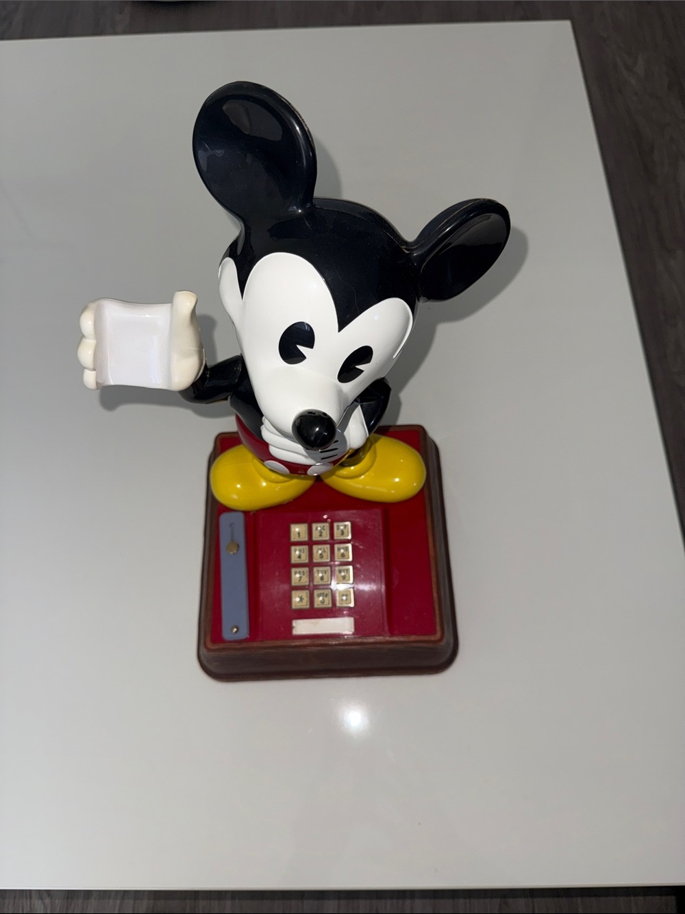 Mickey Mouse Vintage-Style Telephone Figurine - Black, White, Red, Yellow 1976